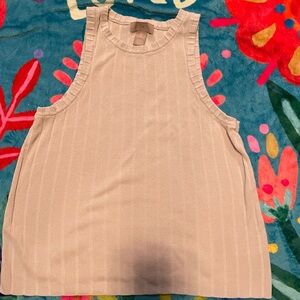 H&M Cream Ribbed Sleeveless Tank Top
